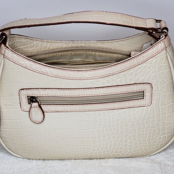 Vintage Liz Claiborne Purse Bag Off White Pink Alligator Imprint Shoulder - Picture 11 of 14